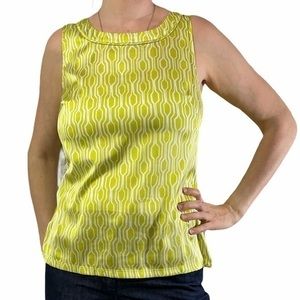 ANN TAYLOR Lime Green Geometric Top Small